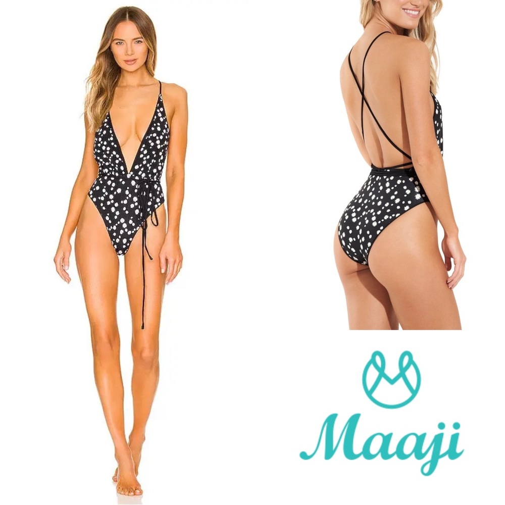 NEW Maaji Safari Reversible One Piece In Black - Black Orchid
